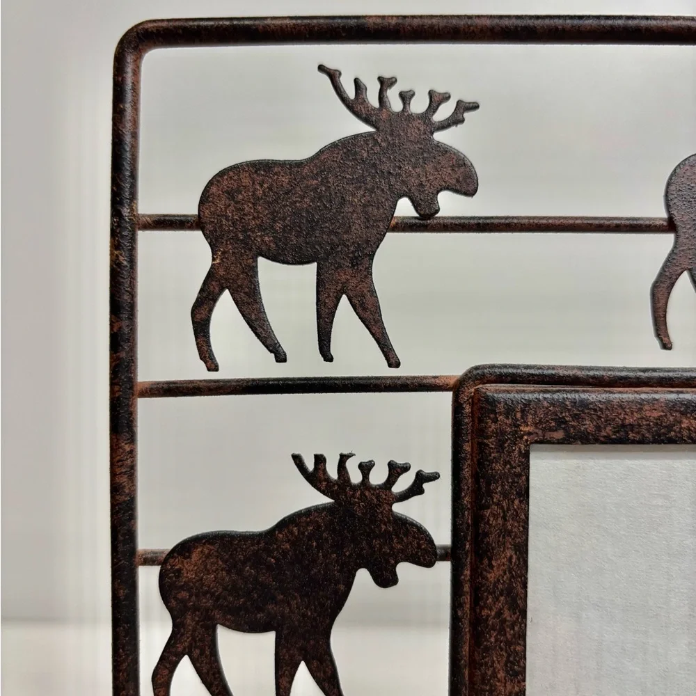 Rustic Metal Moose Silhouette Table Top Picture Frame